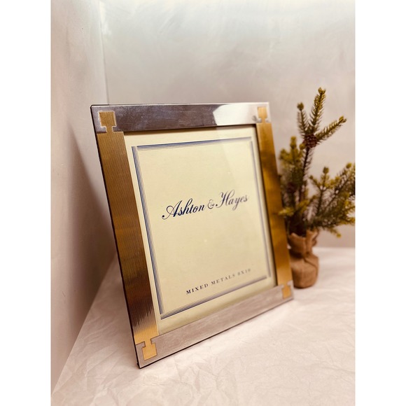 Ashton & Hayes Mixed Metals 8x10 Picture Frame Silver Brass Art Deco Geometric - Picture 2 of 4